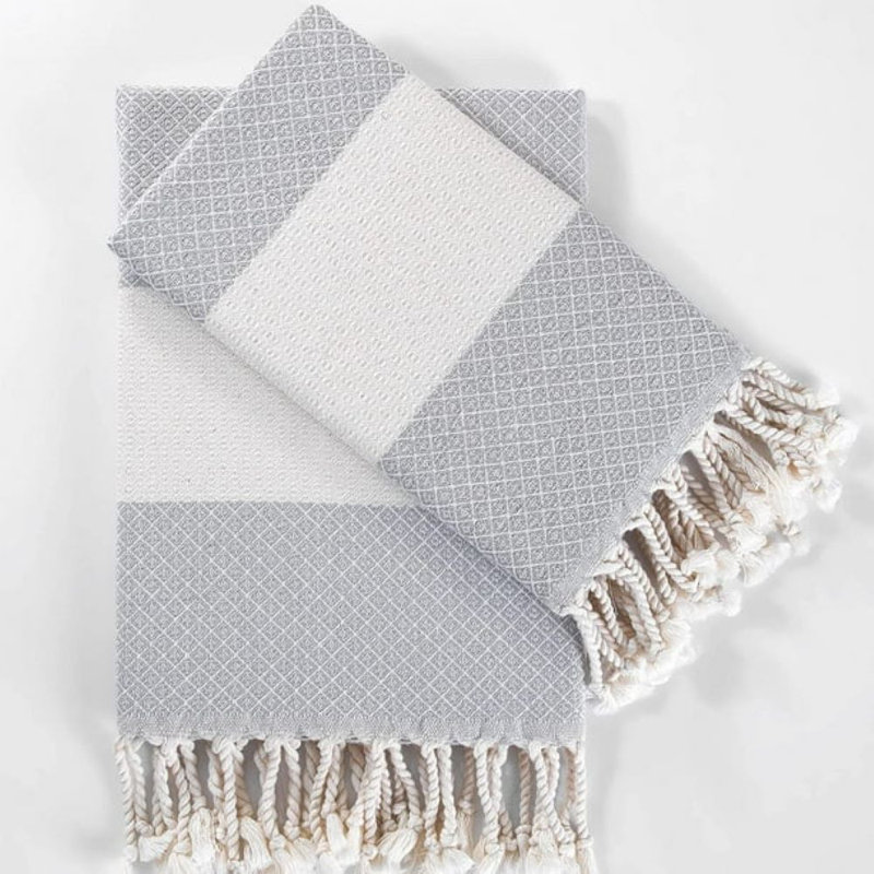 4-Pack 100% Cotton Turkish Hand Towels for Bathroom and Kitchen, 16x39 Inches, Gray