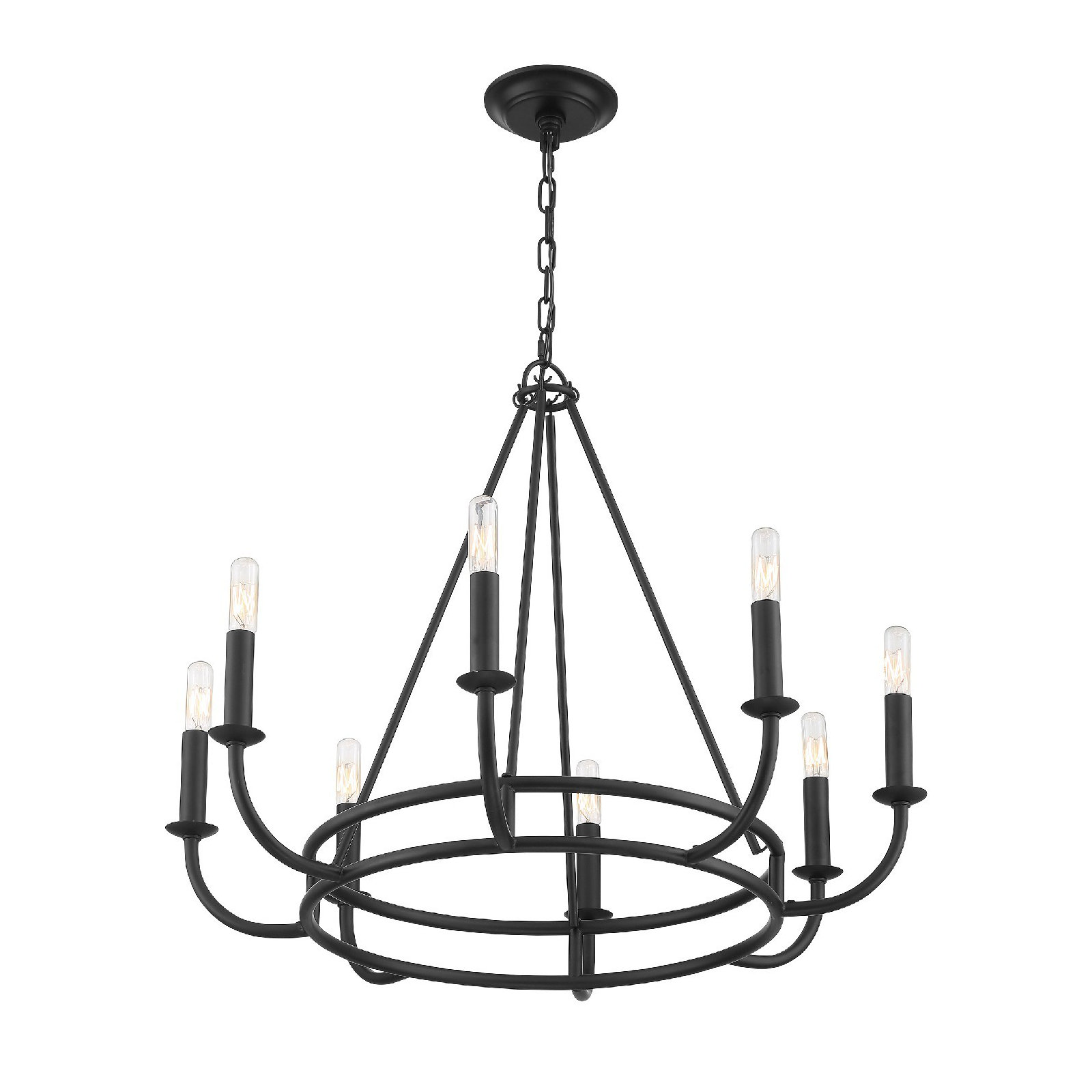 Akir 8 - Light Metal Dimmable Chandelier, Black
