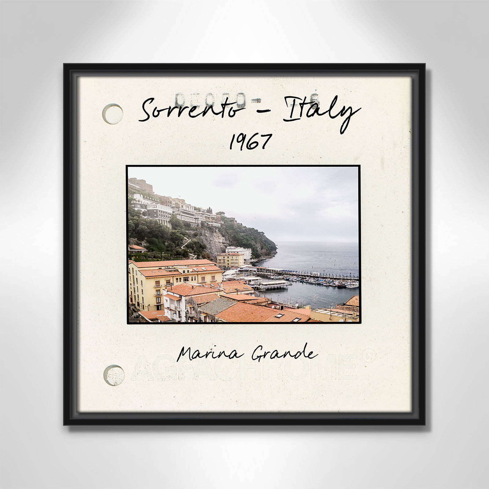 Travel Slide Collection "Sorrento, Italy" Print, 17.5" H x 17.5" W x 2" D, Black Floater Framed Canvas