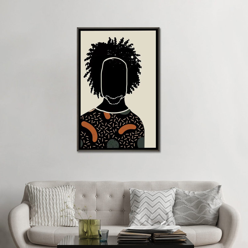«Black Hair IX», reproduction d'impression, Toile encadrée de bois rustique foncé, Pas de tapis, H 32 po x l 48 po x 1,5 po