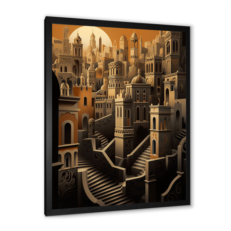 «Arab City Hills IV», reproduction d'art sur toile, H 44 po x l 34 po x P 1,5 po, Noir