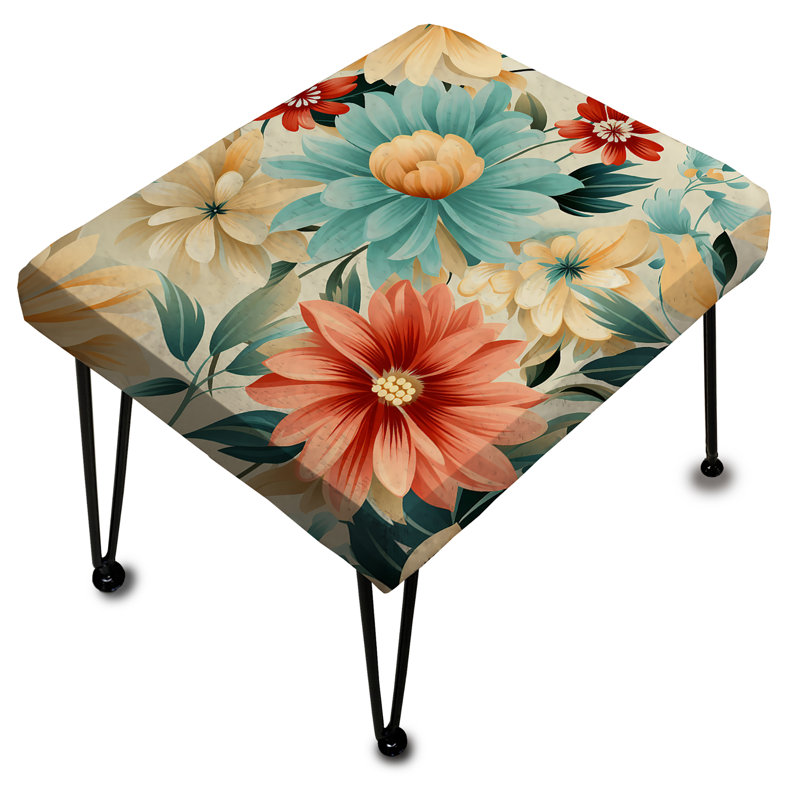 Repose-pieds corail et bleu Timeless Garden Flourish - Botanical Rectangle