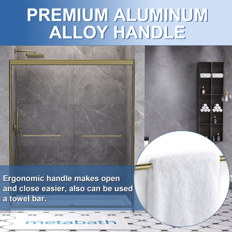 56–60 In. W X 72 In. H Semi-Frameless Double Sliding Shower Door With 1/4 In. (6mm) Clear Tempered Glass And Safety Film