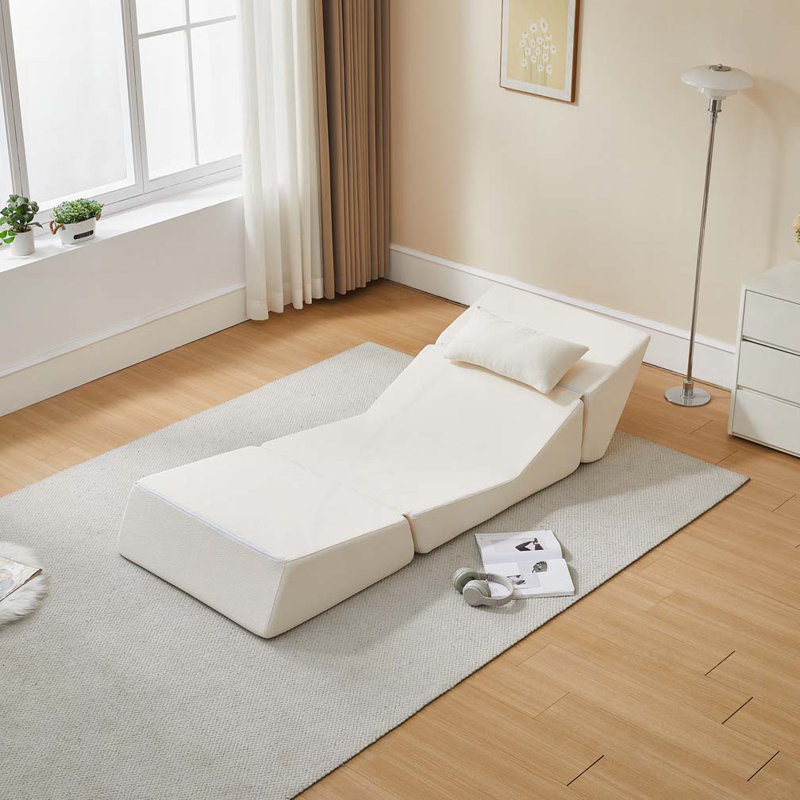 Chaise convertible en laine et en tissu, Beige