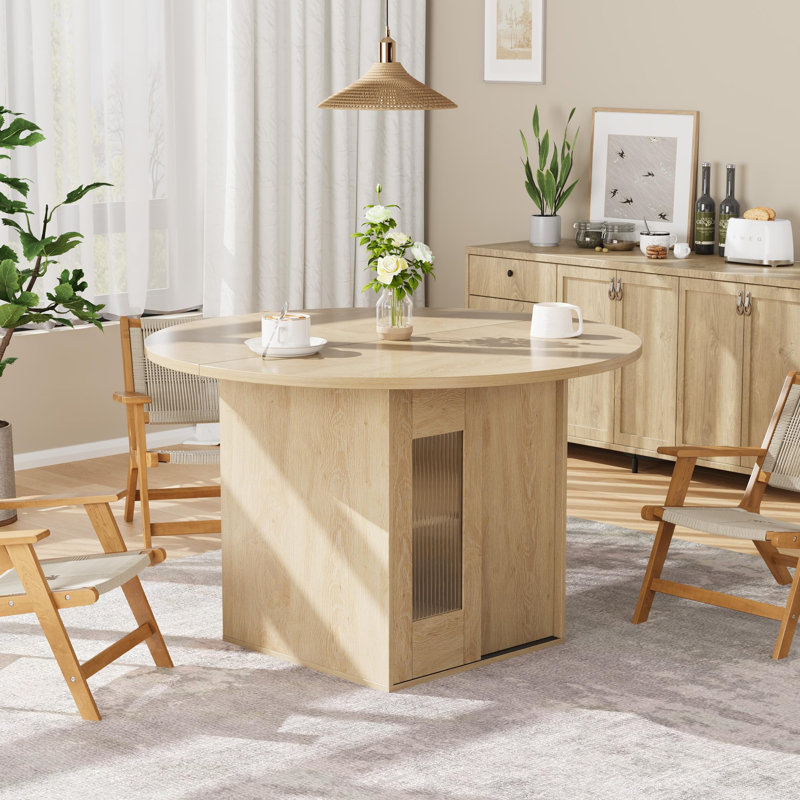 Table de salle à manger 47 po Farmhouse, Bois naturel / beige