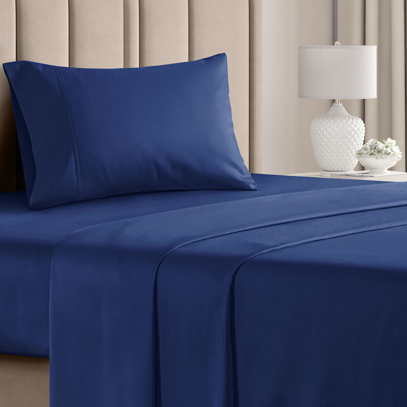 Navy Blue Twin XL Deep Pocket Microfiber Sheet Set