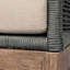Canapé d'extérieur Orbit en bois d'eucalyptus vieilli avec corde grise et coussins en oléfine taupe