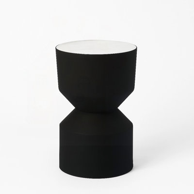Two-Tier Drum Side Table with Hourglass Silhouette