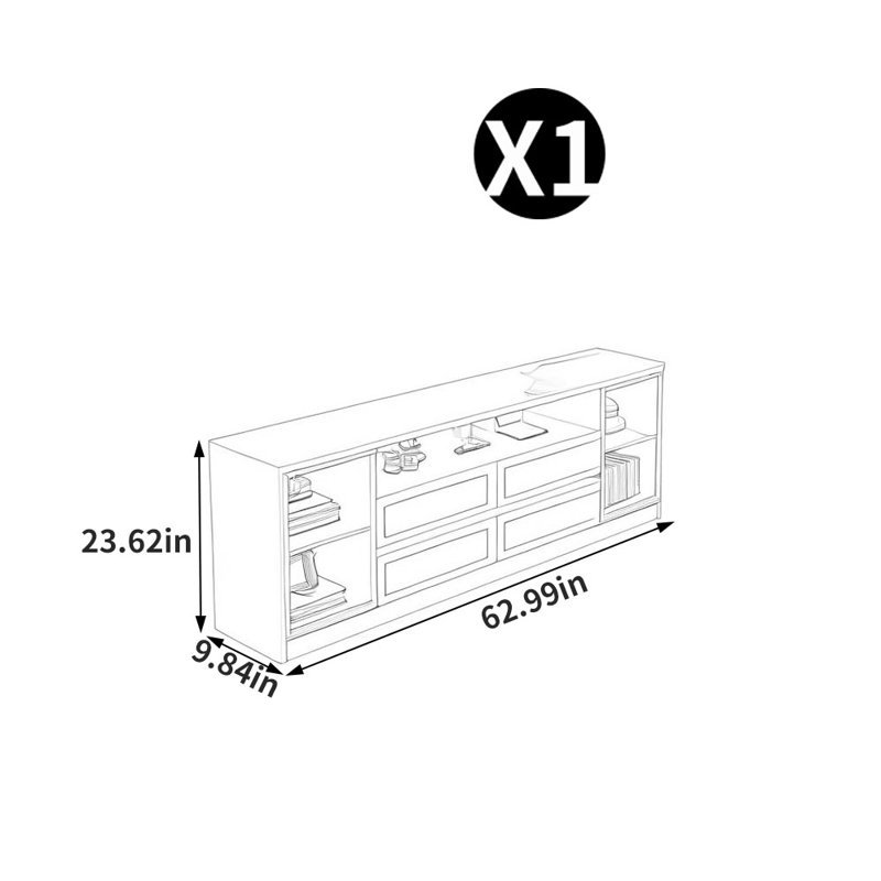 Meuble télé minimaliste de style crème, 23,62 po H x 62,99 po L x 9,84 po P