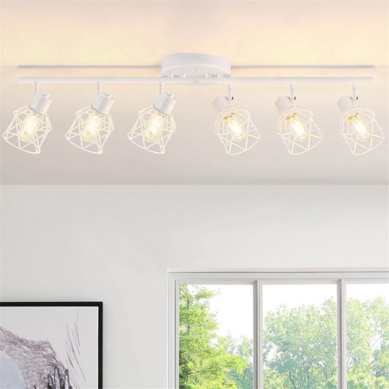 Semi Flush Mount Ceiling Light, 6 Lights, White