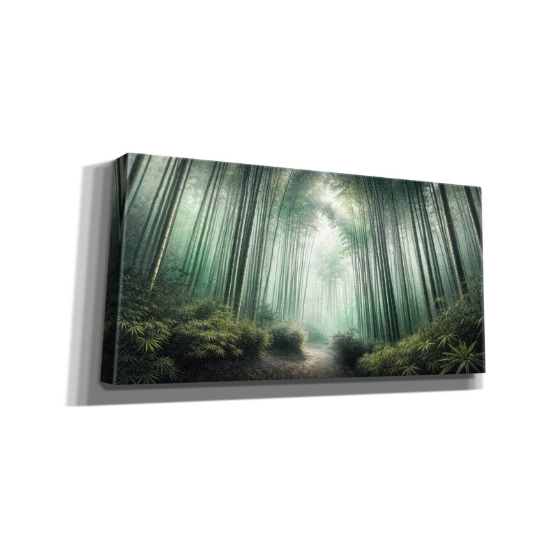  «Bamboo Forest In The Morning Mist» par Rey Klimt, art mural sur toile, 60 po x 30 po