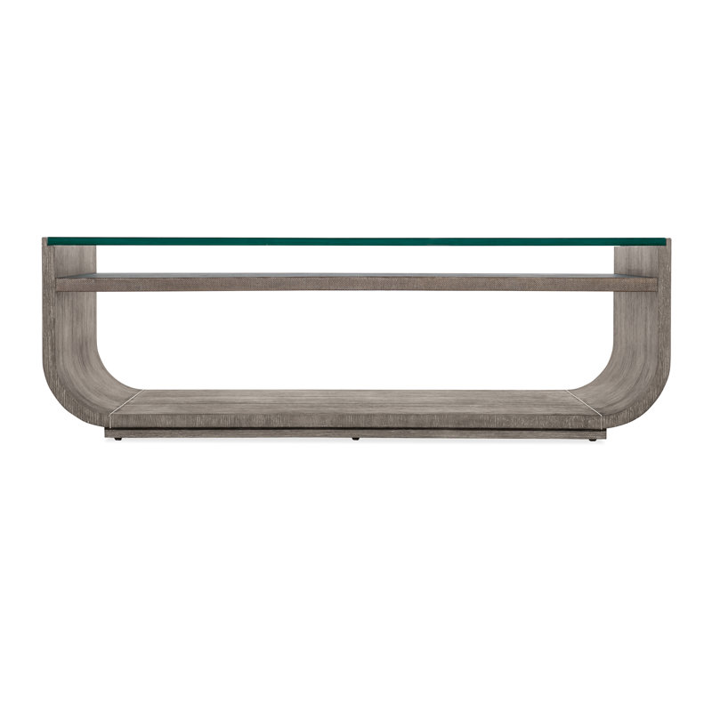 Modern Dark Brown Glass Top Coffee Table with Storage