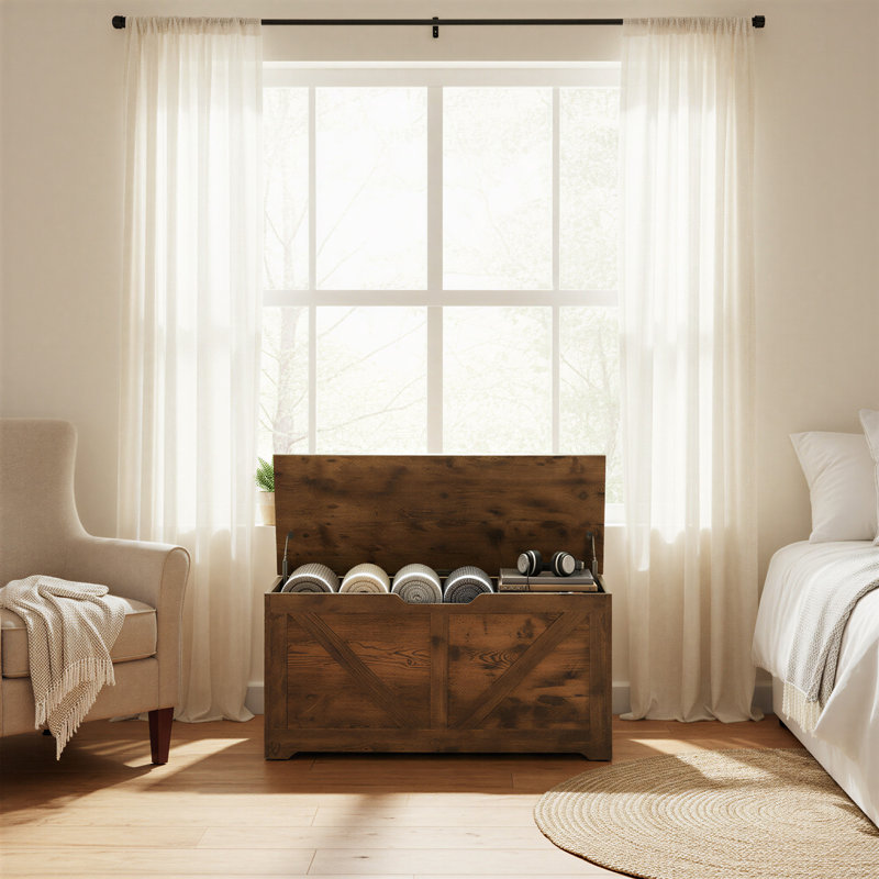 Deziree Storage Bench, Rustic Brown, 46cm H x 100cm W x 40cm D