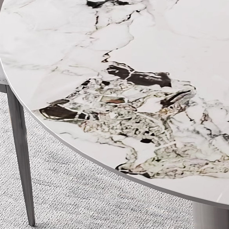 Tamel Round Metal Base Dining Table, 29.53"H x 53.15"L x 53.15"W