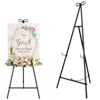1PACK Metal Easel Stand for Sign, Adjustable Easel Display Stand, Heavy Duty Wedding Welcome Sign Easel Stand Holds Up to 40lbs, for Wedding, Art & Party Decor-Black