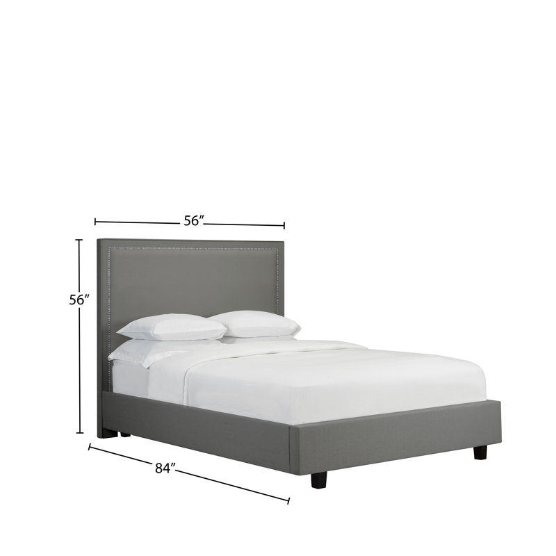 Lit standard rembourré Stowers, Lin - Gris anthracite, Double