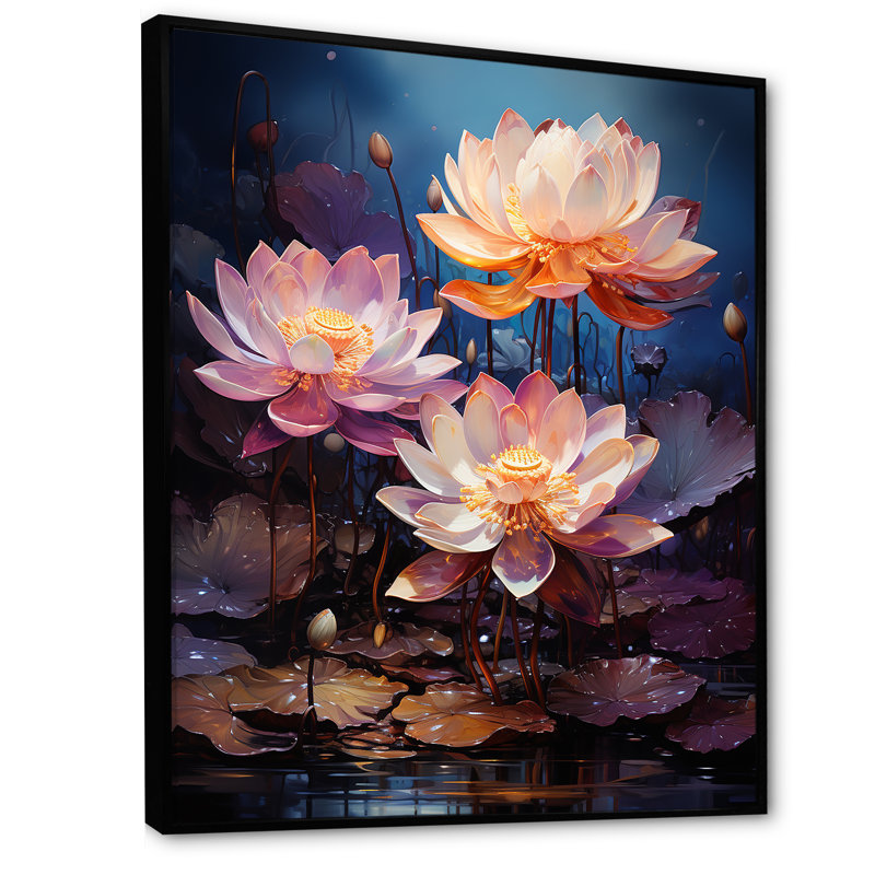 Sacred Lotus Dreams III sur impression sur toile, Cadre flottant noir, H 40 po x l 30 po x P 1,5 po