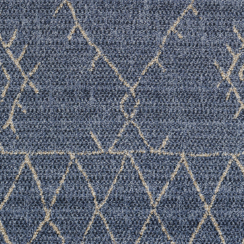 Geometric Machine Woven Area Rug in Blue, Rectangle 7'10" x 10'