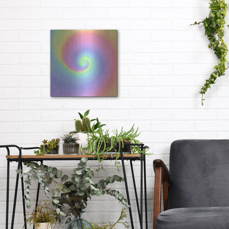 «Pastel Rainbow Swirl» par Art Licensing Studio, art mural en métal, H 12 po x l 12 po