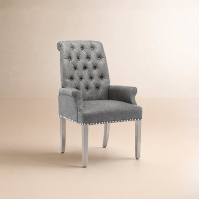 Upholstered Tufted Arm Dining Chairs
