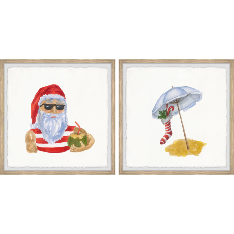 Chavis Santa On Vacation - 2 Piece Single Picture Frame Painting, 45cm H x 91cm W x 3.81cm D