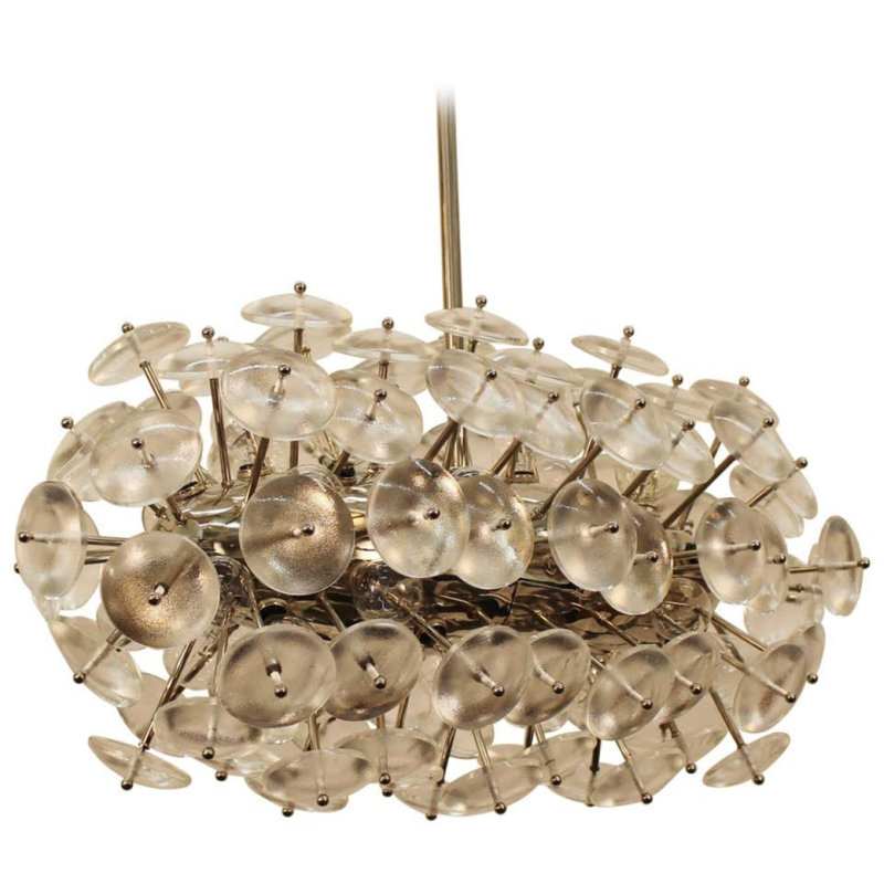 Lustre spoutnik clair, Nickel poli, 32 po de profondeur x 14 po de largeur x 34 po de 