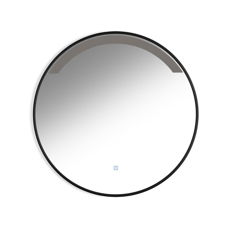 Danayla Aluminum Round Mirror, Black