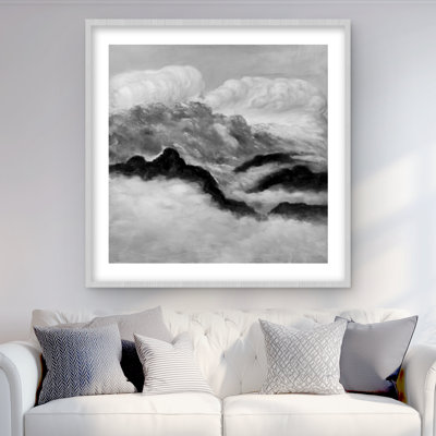 Gris nuageux - paysages monochromes, reproduction encadrée pour la décoration