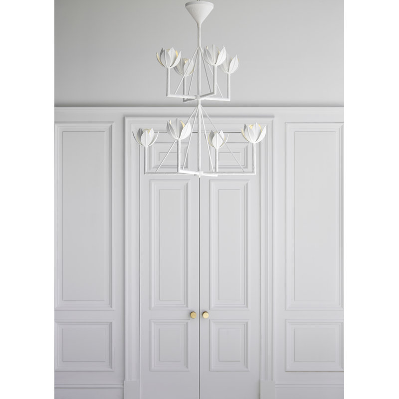 Julie Neill Alberto Medium Two Tier Chandelier, Plaster White, 58.5" H x 49" W x 49" D