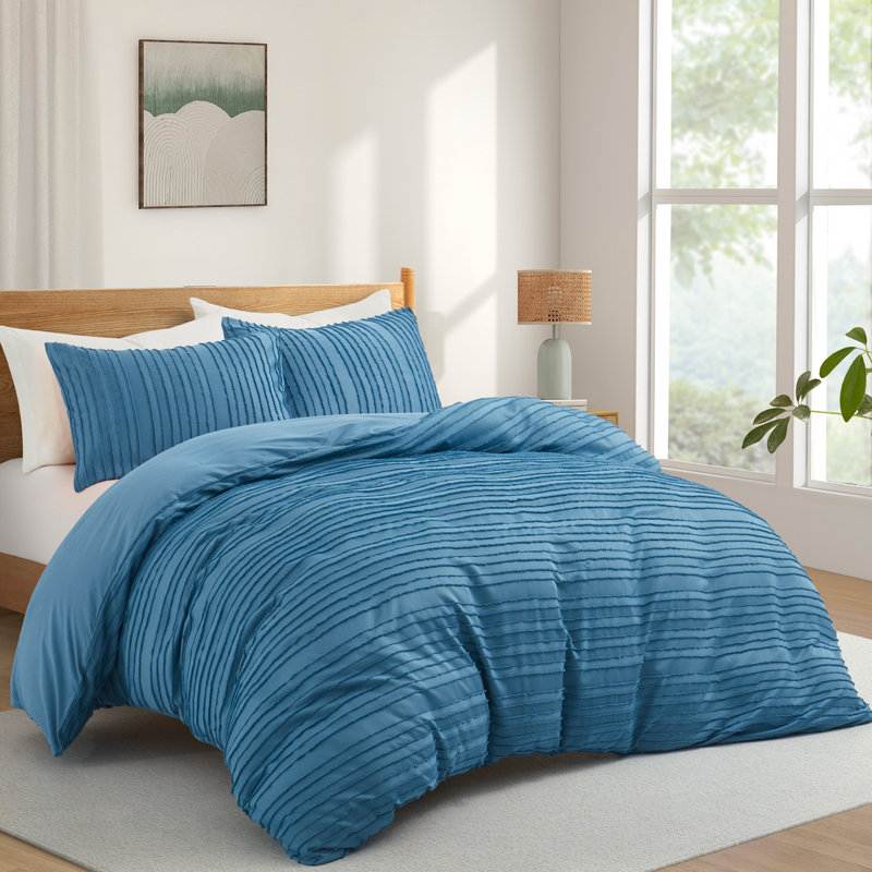  Duvet Cover Set, Queen Duvet Cover + 2 Standard Pillowcases, Navy