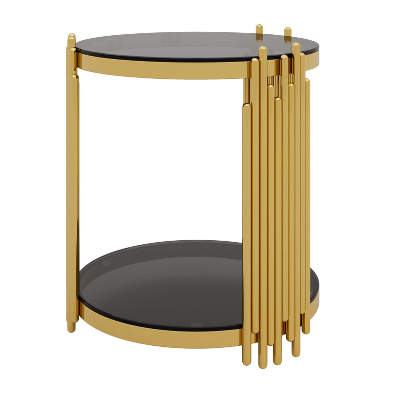 Modern Black Mirror End Table
