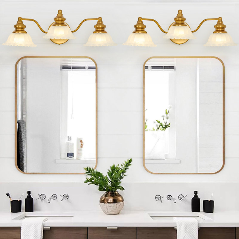 Éclairage pour salle de bain 3 lumières à intensité variable, Blanc