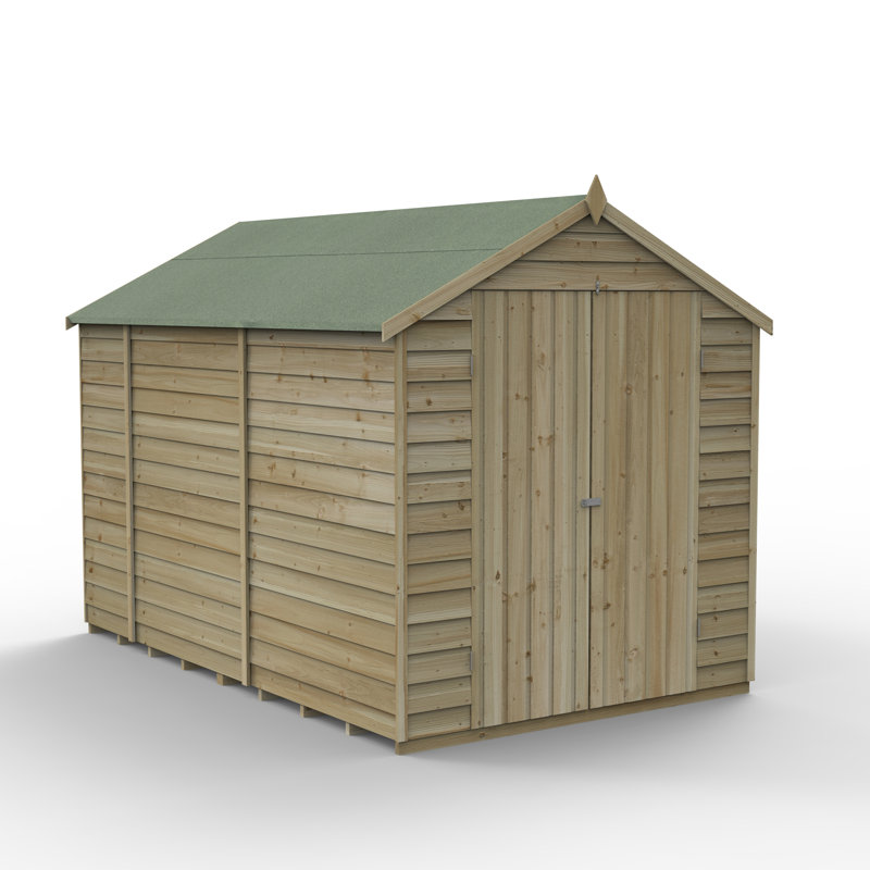 Overlap Pressure Treated 6 x 10 Apex Shed - No Window, Double Door, No
