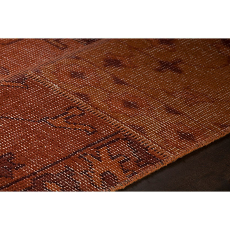 Fusion Wool Southwestern Area Rug in Orange, Rectangle 5' x 7'6"