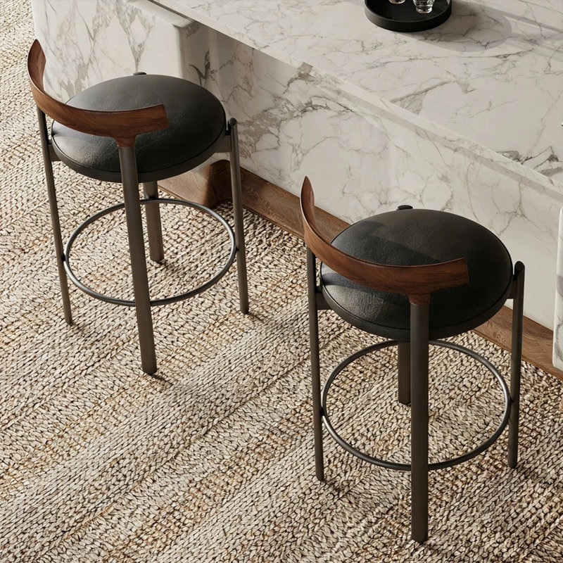 Chaise d'appoint noire à dossier solide brun-noisette (ensemble de 2), Noir, 44.49"H×16.54"L×16.54"W