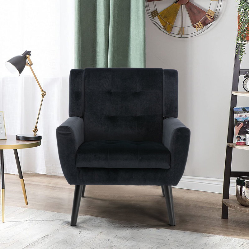 Fauteuil d'appoint Bolanle, Velours noir