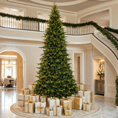 15Ft Pre-Lit Full Fir Artificial Christmas Tree, Warm White & Multi-Color Chasing Twinkling Lights With Remote
