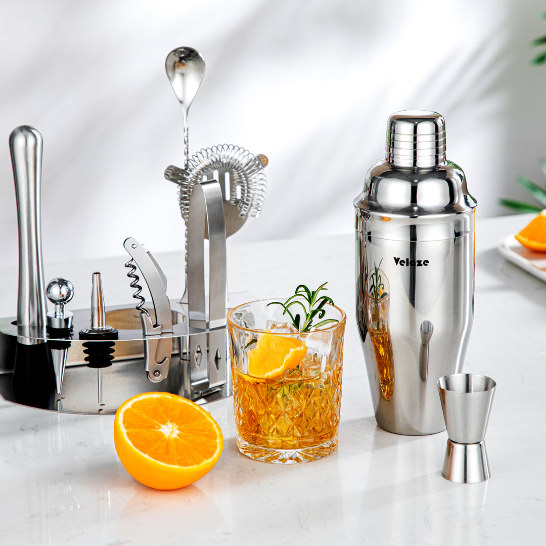 Velaze Serie, 10-teiliges Bar Cocktail Shaker Set aus Edelstahl