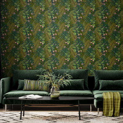 Wild Ferns Juniper Smooth Matt Wallpaper