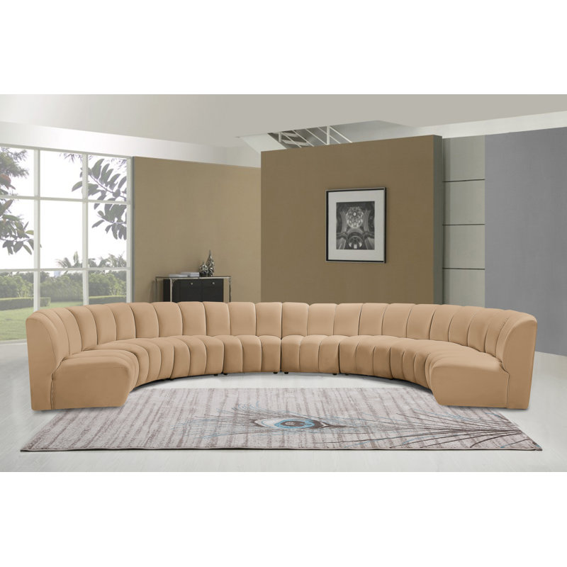 Infinity Wide Velvet Symmetrical Corner Sectional, Camel Velvet, 8-Piece