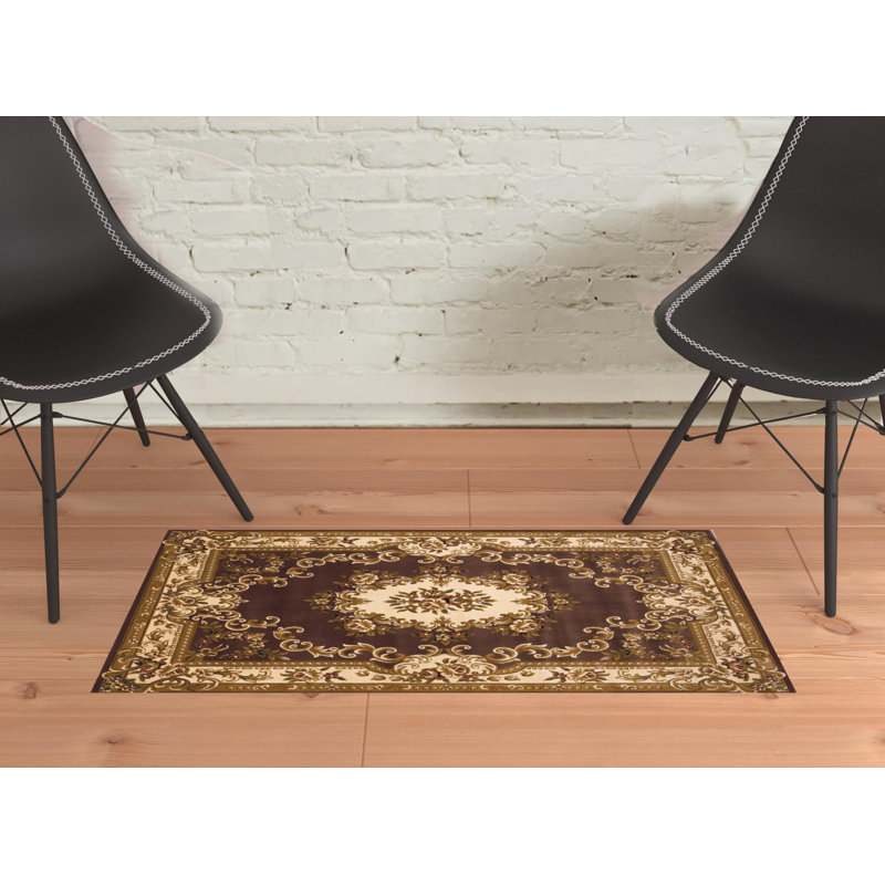Extra Large Plum and Ivory Hand-Knotted Synthetic Rug