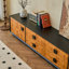Meuble télé rétro en bois massif noir-810419008