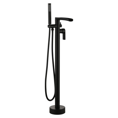 Robinet de baignoire monocommande à fixation au sol avec bec cascade et douche à main