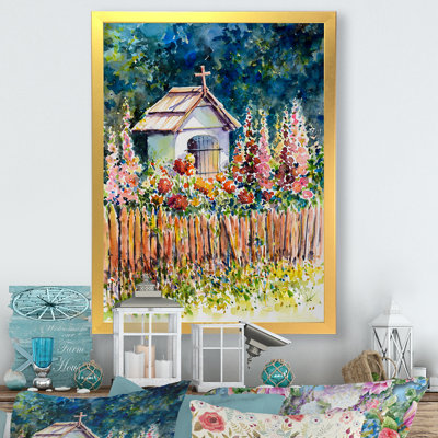 «White Chapel in Summer Garden», reproduction de cadre photo sur toile