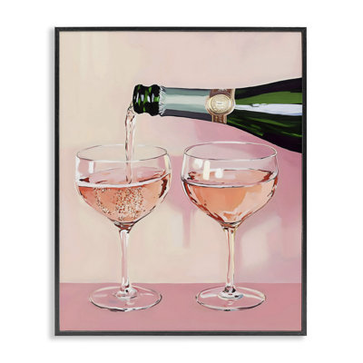 Giclée rose pour deux verres encadrés, design par The Prints Vibe
