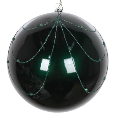 Vickerman Candy Glitter Curtain Ball Ornament 6'' Shatterproof Ball Ornament