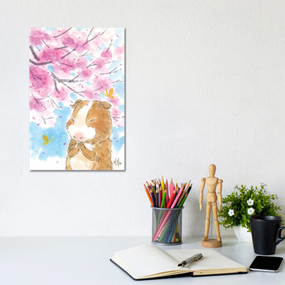 Cherry Blossom Guinea Pig 1 Piece Painting on Canvas