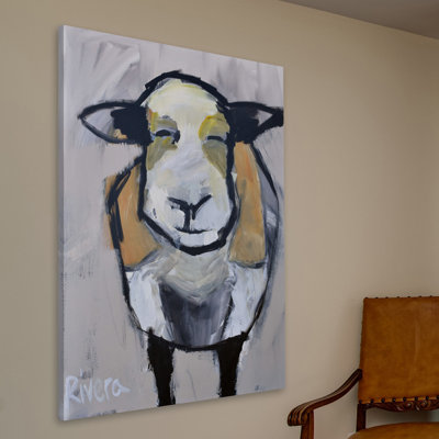 Grinning Sheep 1 Piece Wrapped Canvas Painting