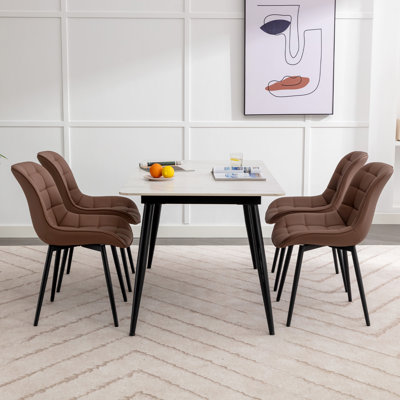 Metal Upholstered Back Side Chair Dining Chair