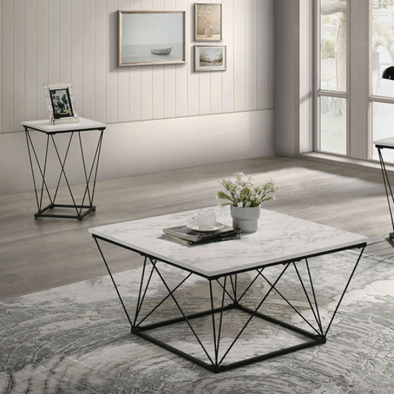 Ensemble de 3 tables basses Hajra, Blanc